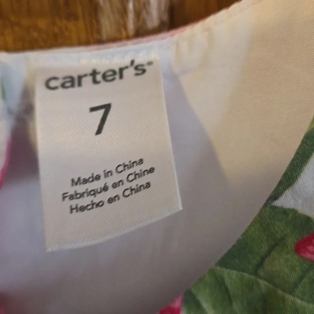 Carter's Girl's Size 7 Floral Print Dress w/ Built in Slip
